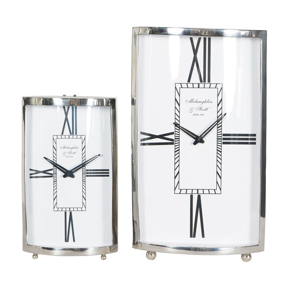 Nickel Bow-Fronted Large Mantel Clock