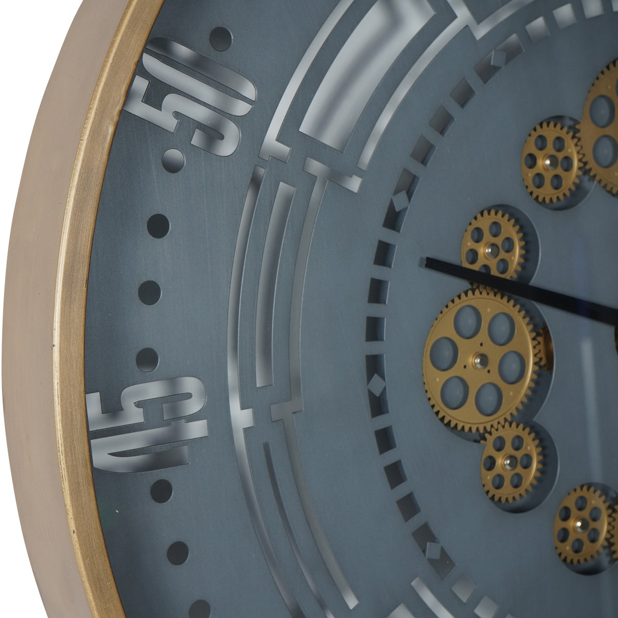 Round Moving Gears Industrial Wall Clock – Gold and Grey