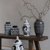 Glazed Porcelain Brushstroke Ginger Jar Vase