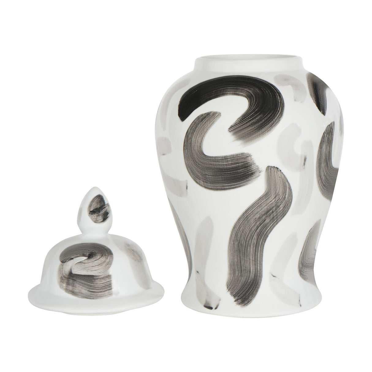 Glazed Porcelain Brushstroke Ginger Jar Vase