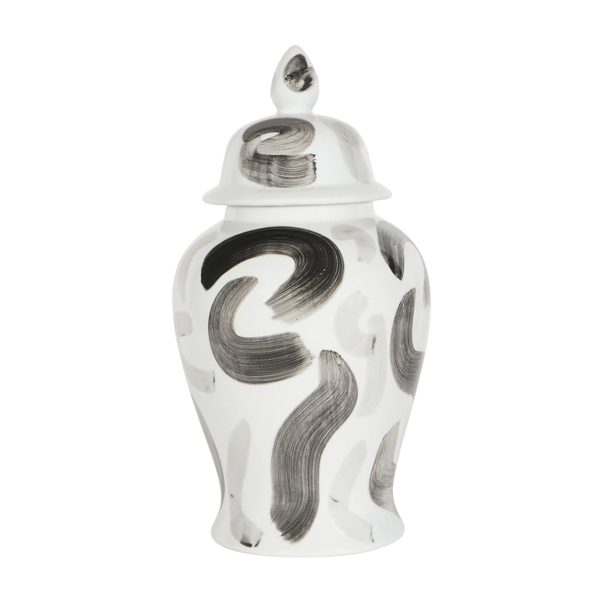 Glazed Porcelain Brushstroke Ginger Jar Vase