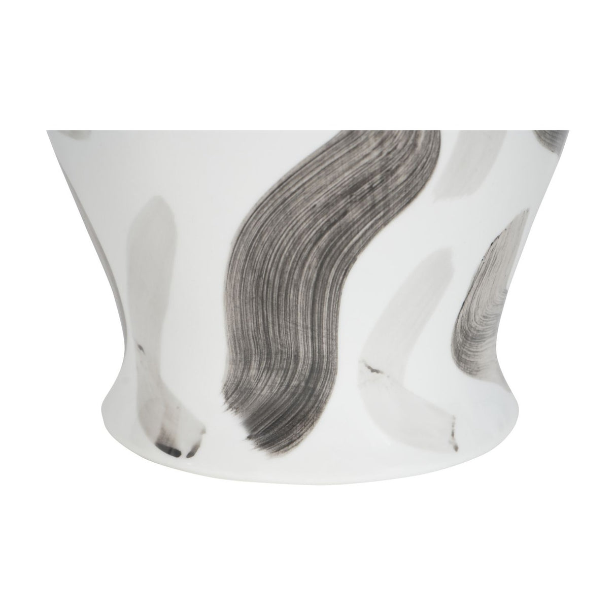 Glazed Porcelain Brushstroke Ginger Jar Vase