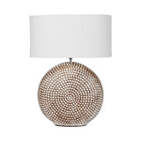 Chariot Round Table Lamp 65cm - Brown With Ivory Oval Drum Shade