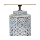 Stormy Table Lamp 40cm - Sky Glaze With Cream Drum Shade