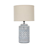 Stormy Table Lamp 40cm - Sky Glaze With Cream Drum Shade