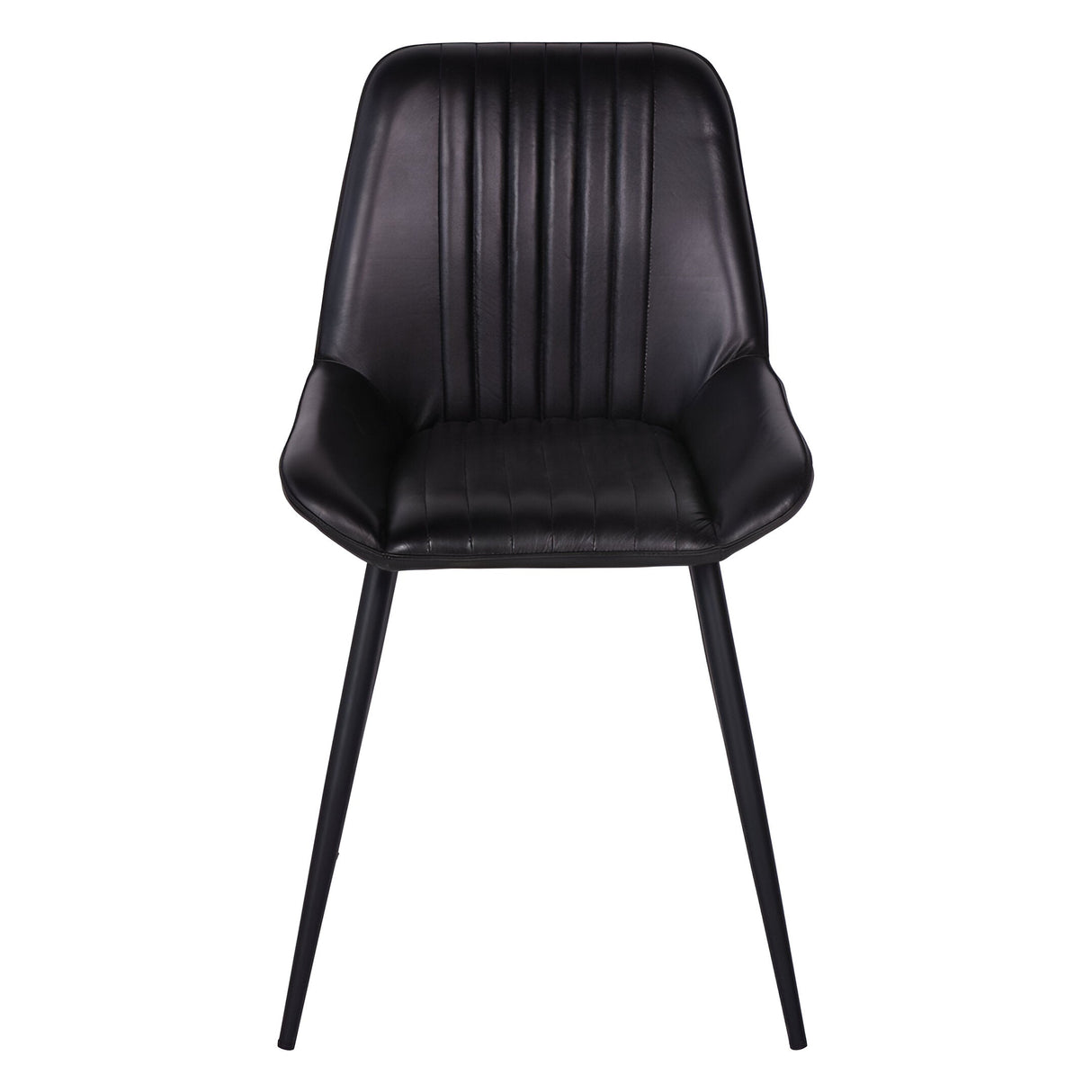 Pair of Pembroke Leather Dining Chairs - Dark Grey