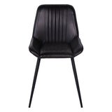 Pair of Pembroke Leather Dining Chairs - Dark Grey