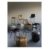 Pair of Pembroke Leather Dining Chairs - Dark Grey