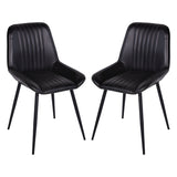 Pair of Pembroke Leather Dining Chairs - Dark Grey