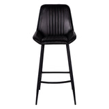 Pair of Pembroke Leather Bar Stools - Dark Grey