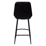 Pair of Pembroke Leather Bar Stools - Dark Grey