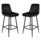 Pair of Pembroke Leather Bar Stools - Dark Grey
