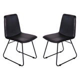 Pair of Robinson Leather Dining Chairs - Dark Grey