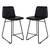 Pair of Robinson Leather Bar Stools - Dark Grey
