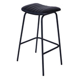 Pair of Arthur Leather Bar Stools - Dark Grey