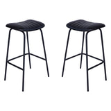 Pair of Arthur Leather Bar Stools - Dark Grey