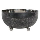 Dusky Finish Medium Round Bowl - Black & Silver