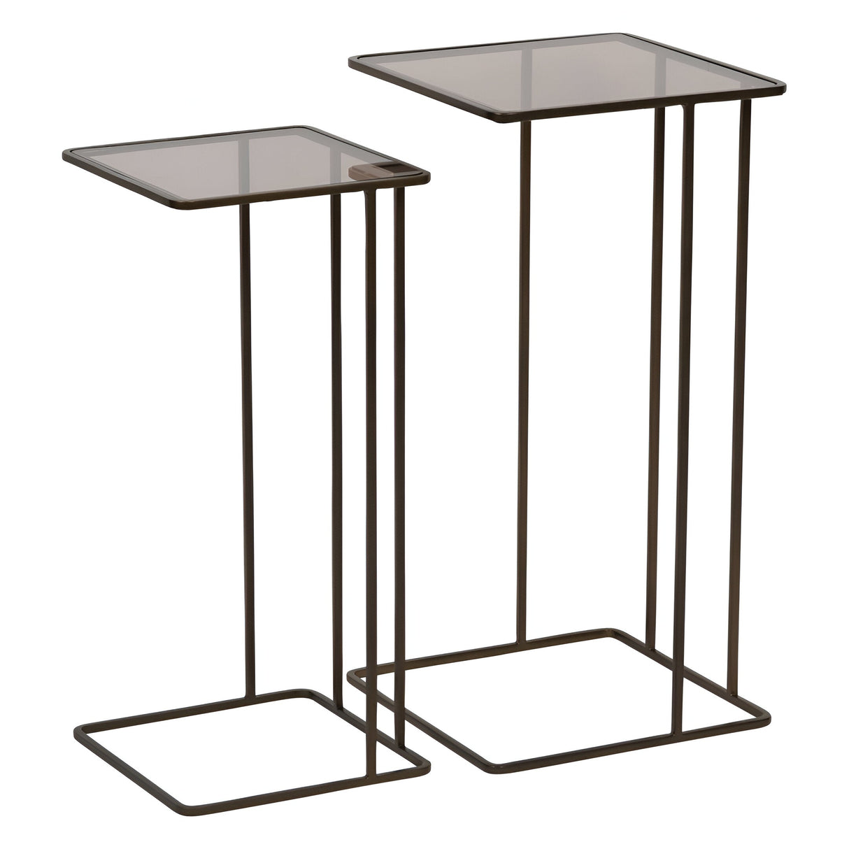 Salzburg Set of 2 Glass & Metal Side Tables - Dark Gold
