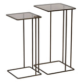 Salzburg Set of 2 Glass & Metal Side Tables - Dark Gold