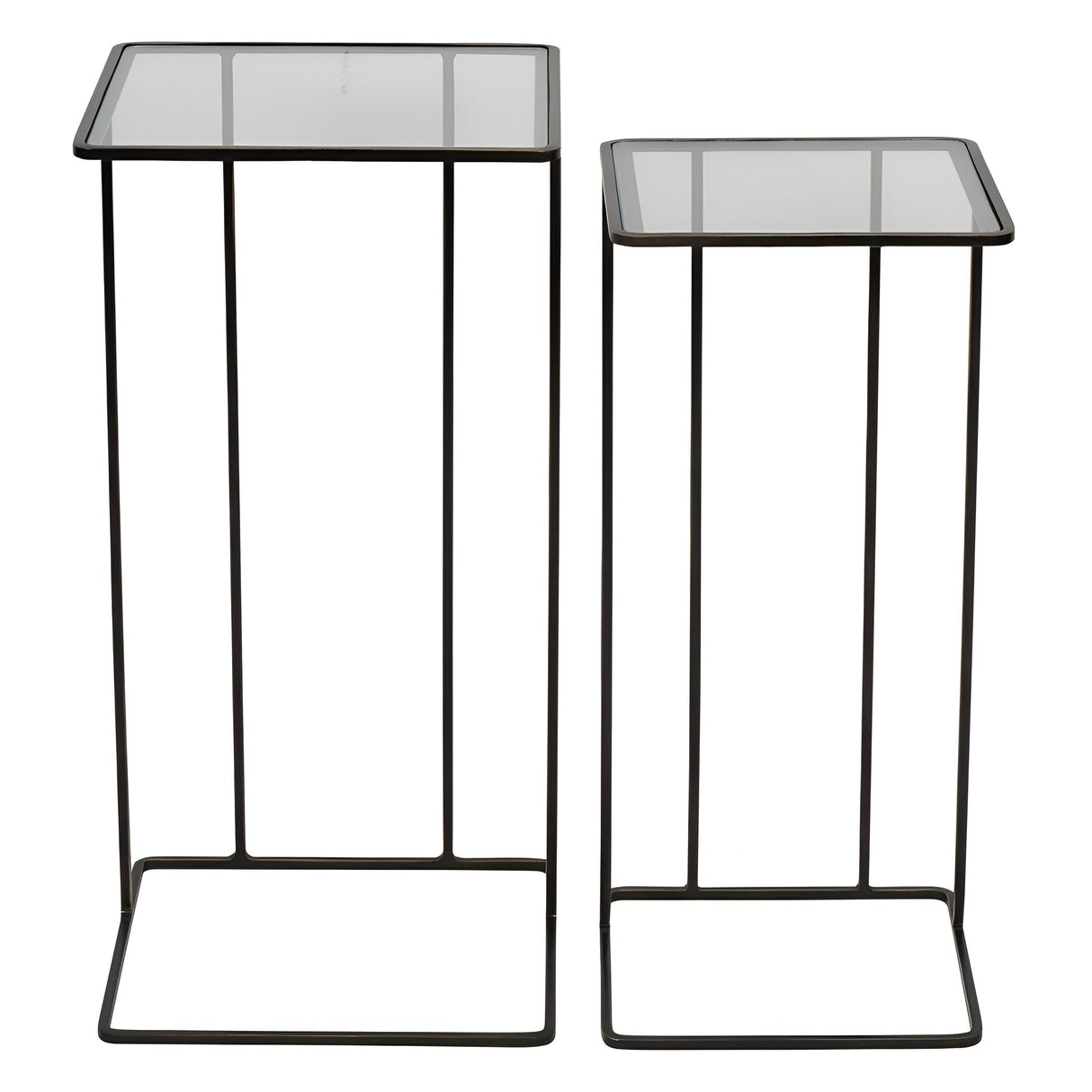 Salzburg Set of 2 Glass & Metal Side Tables - Dark Bronze