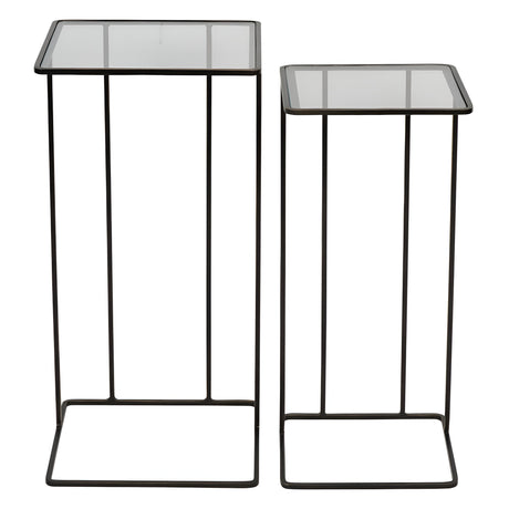 Salzburg Set of 2 Glass & Metal Side Tables - Dark Bronze