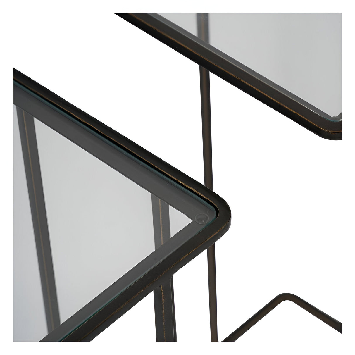 Salzburg Set of 2 Glass & Metal Side Tables - Dark Bronze