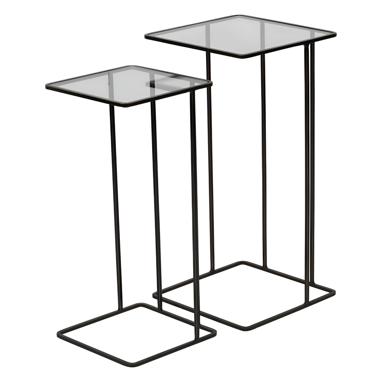 Salzburg Set of 2 Glass & Metal Side Tables - Dark Bronze