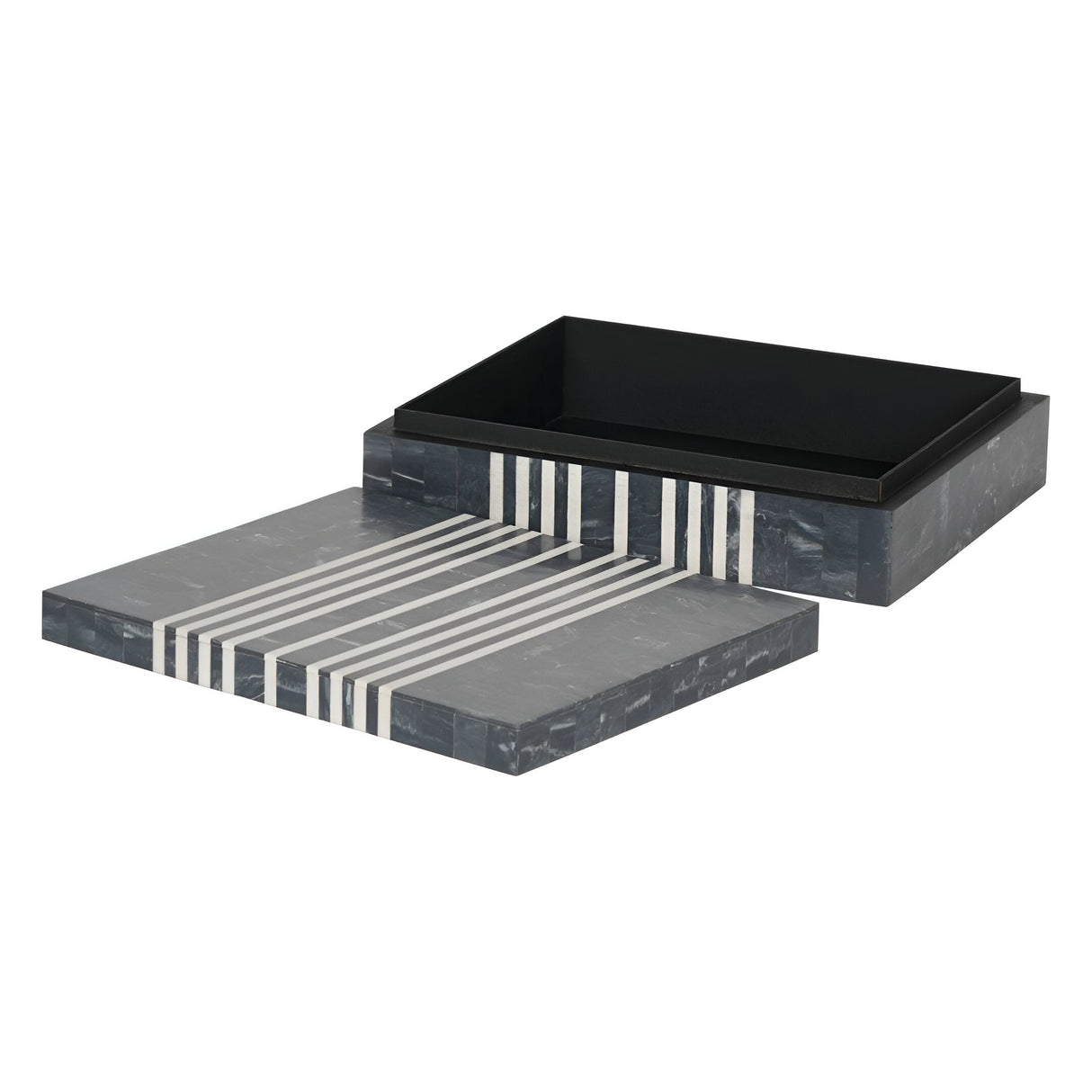 Peebles Storage Box With Lid - Grey & White