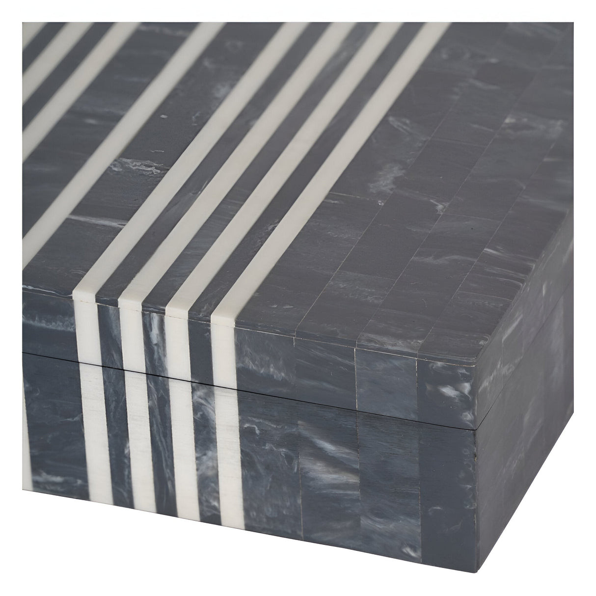 Peebles Storage Box With Lid - Grey & White