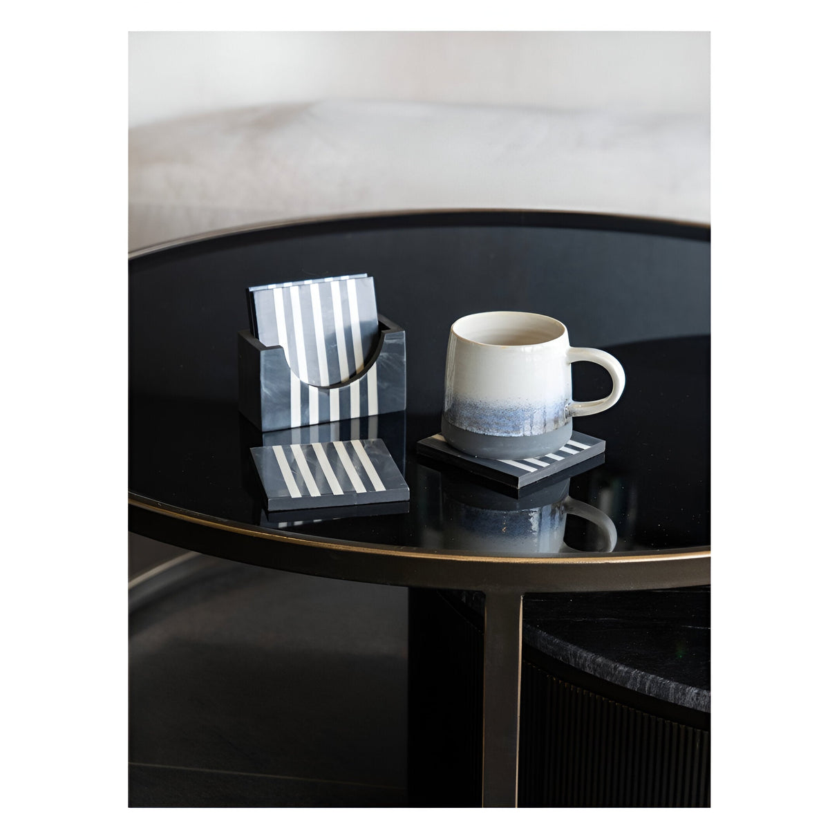 Peebles Coaster Set of 4 - Grey & White