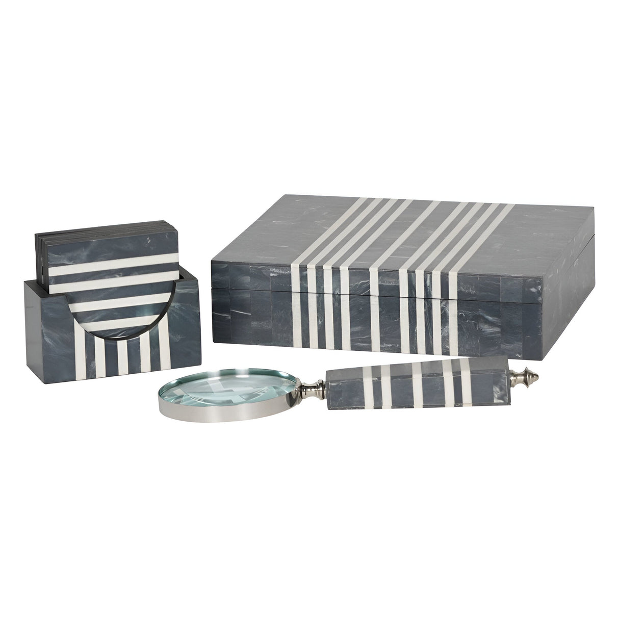 Peebles Coaster Set of 4 - Grey & White