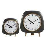 Mid Century Large Table Clock 28cm - Black & Brass