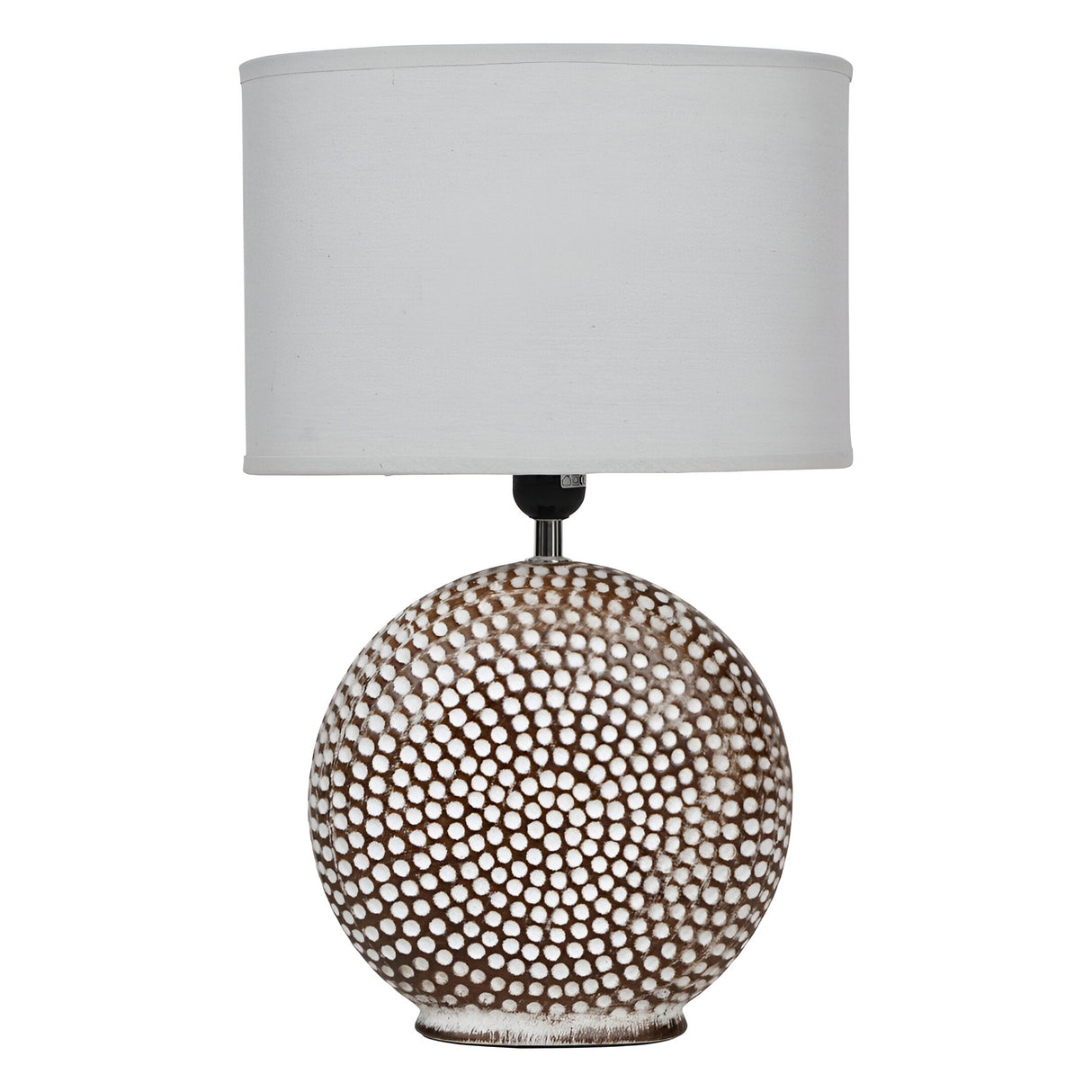 Chariot Round Table Lamp 48cm - Brown With Ivory Oval Drum Shade