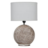 Chariot Round Table Lamp 48cm - Brown With Ivory Oval Drum Shade
