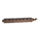 Vintage 8 Light Wooden Tealight Holder - Brown