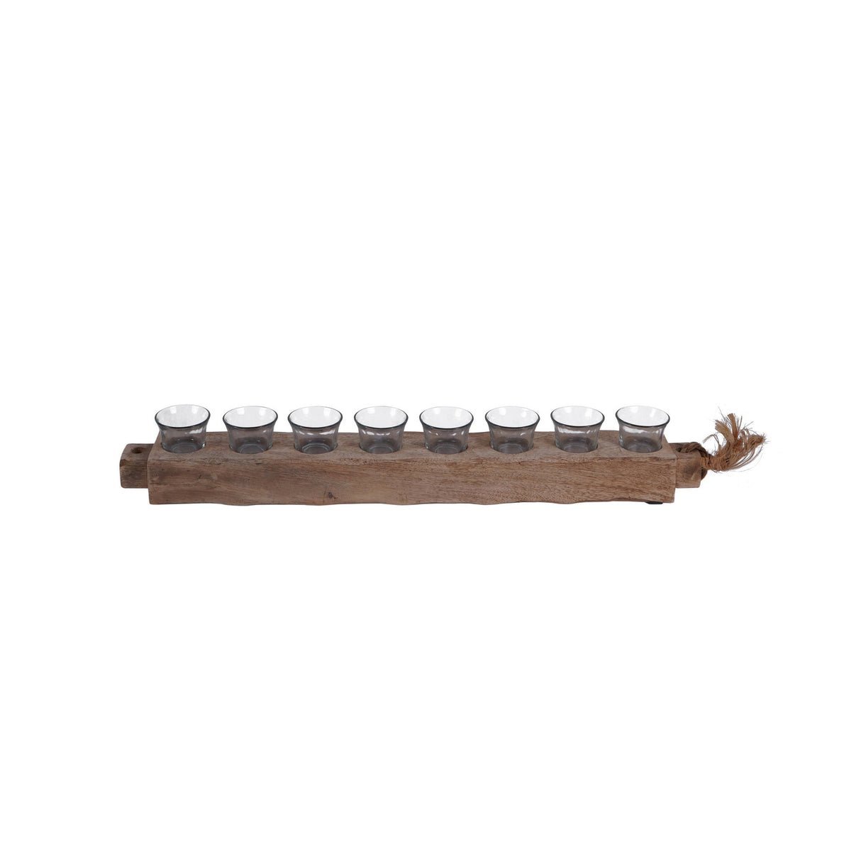 Vintage 8 Light Wooden Tealight Holder - Brown