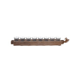 Vintage 8 Light Wooden Tealight Holder - Brown
