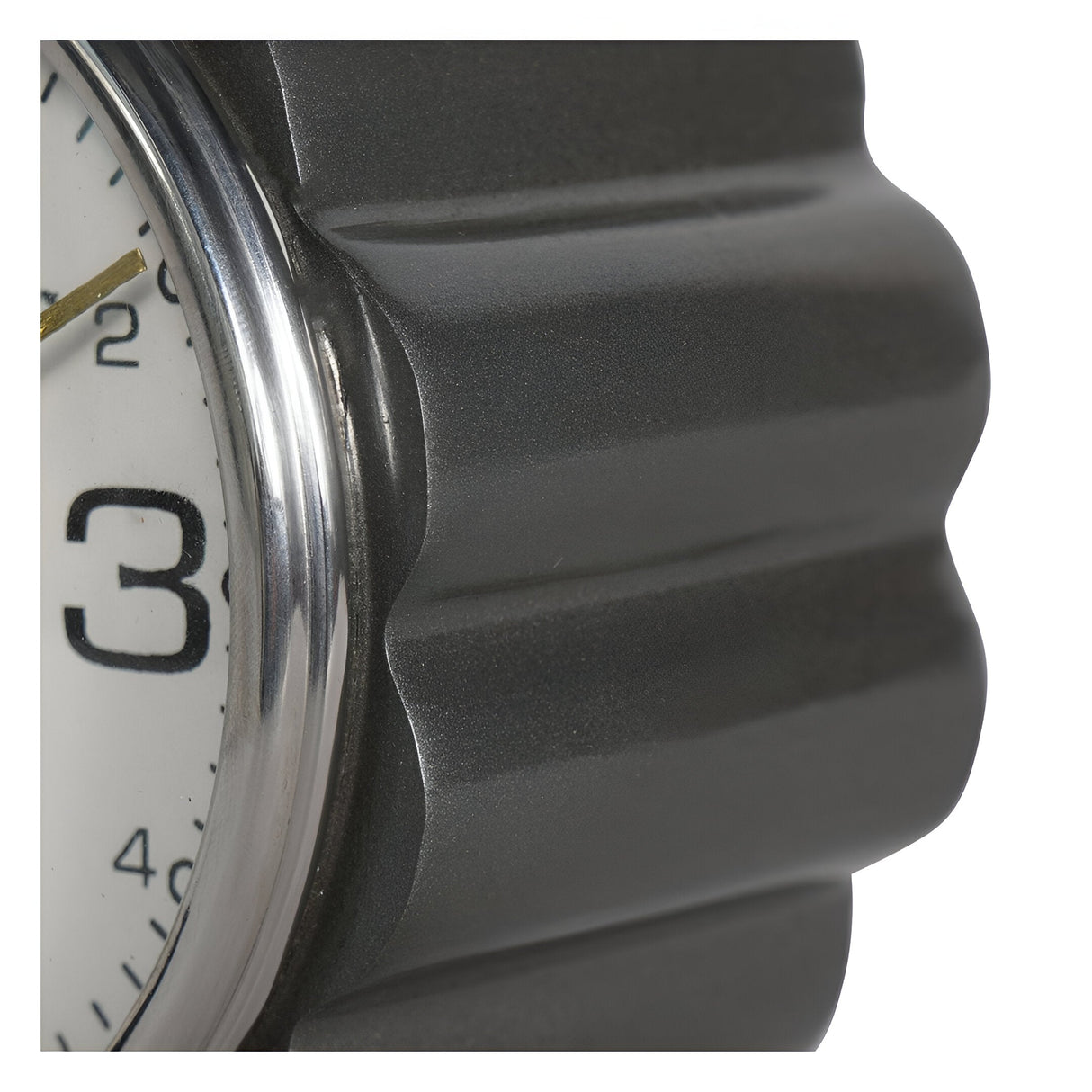 Curve Detail Mantel Clock - Satin Grey & White