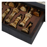 Heritage Luxury Chess Set With Drawer - Black & Brown