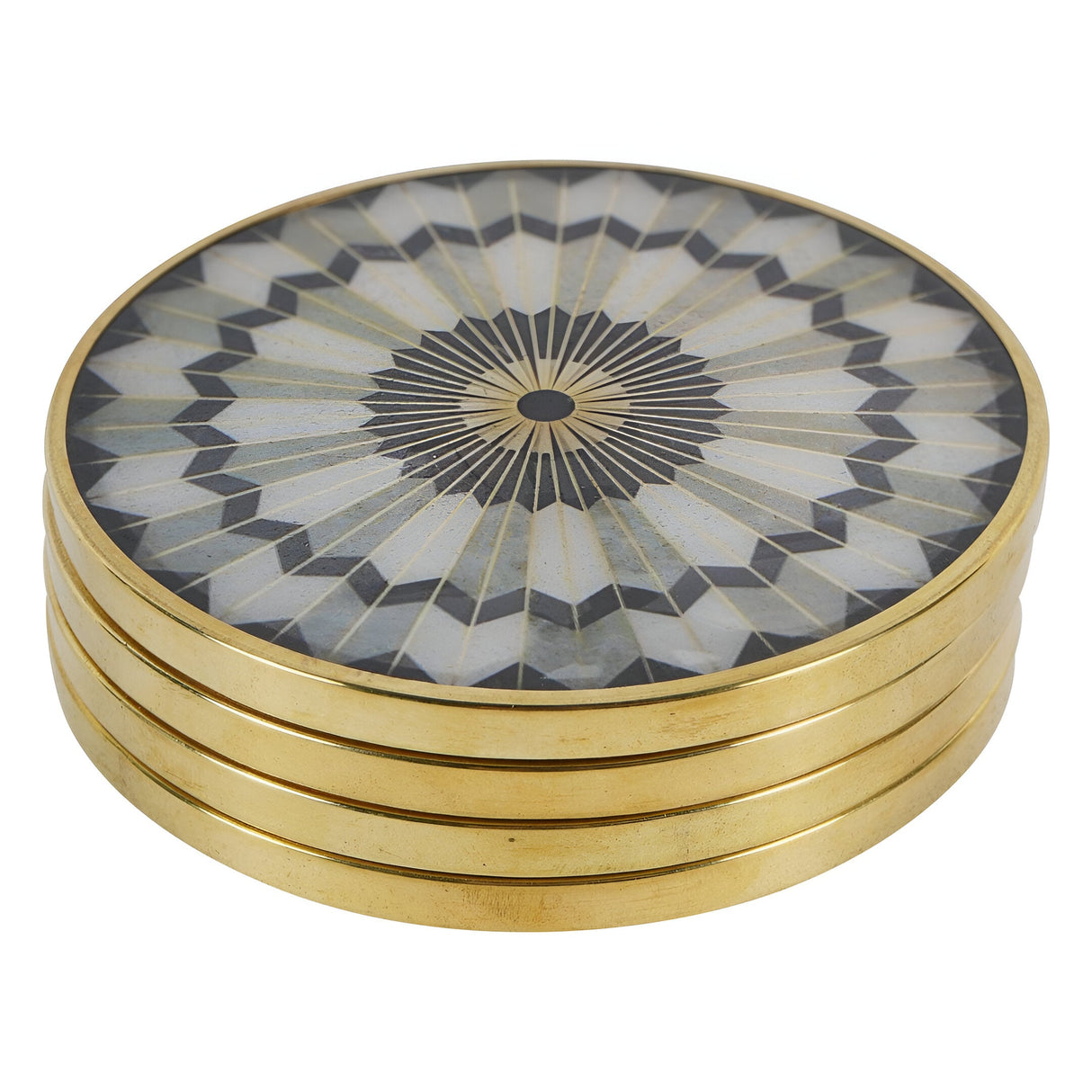 Circular Design Set of 4 Coasters - Black