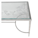 Laura Ashley Aria Etched Glass & Iron Coffee Table - Distressed White