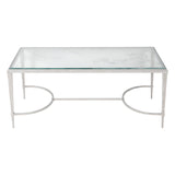 Laura Ashley Aria Etched Glass & Iron Coffee Table - Distressed White
