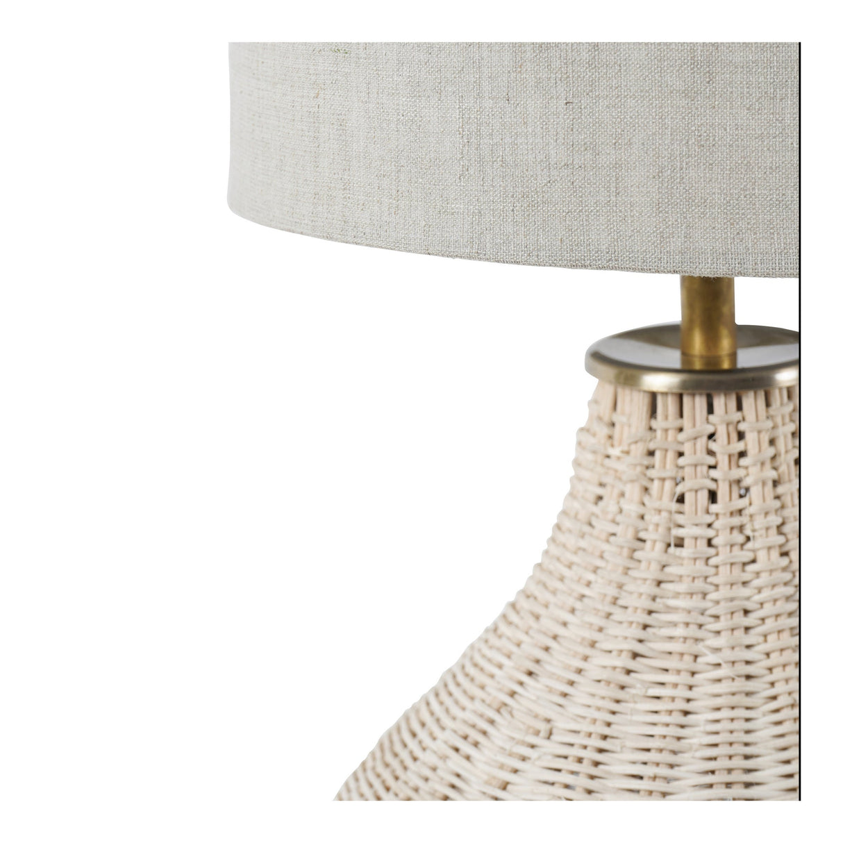 Large Rattan Table Lamp - Natural With Drum Shade