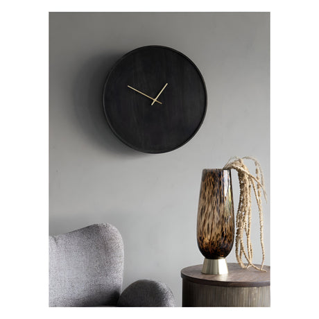 Mango Wood Bowl Wall Clock 56cm - Smoked Black