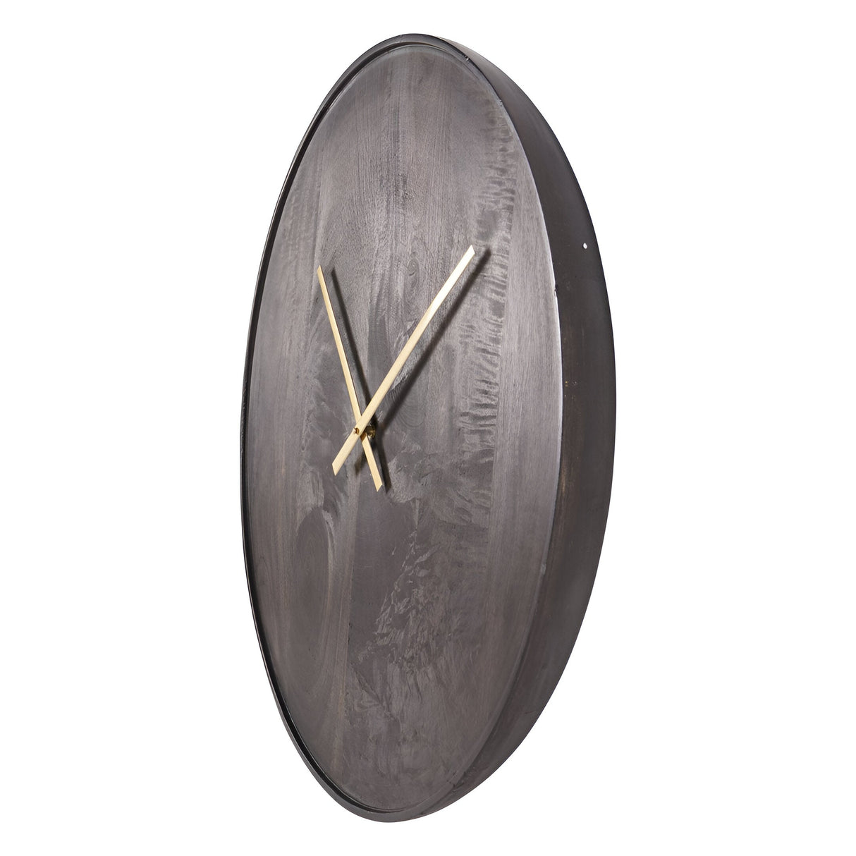 Mango Wood Bowl Wall Clock 41cm - Smoked Black