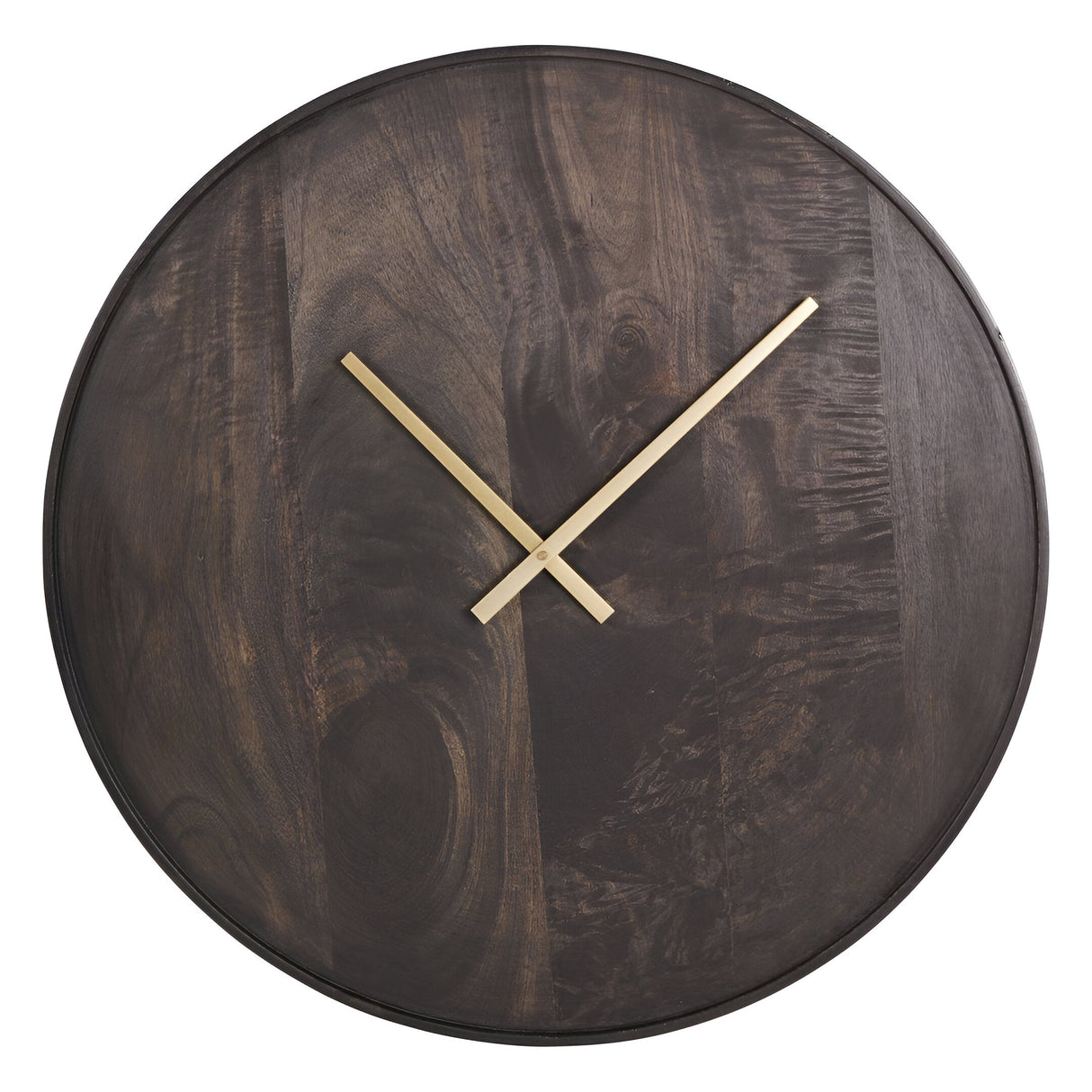 Mango Wood Bowl Wall Clock 41cm - Smoked Black