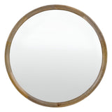 Leon Round Solid Wood Medium Wall Mirror - 90cm