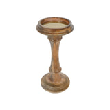 Laura Ashley Small Wooden Pedestal Hurricane With Frosted Glass - Brown