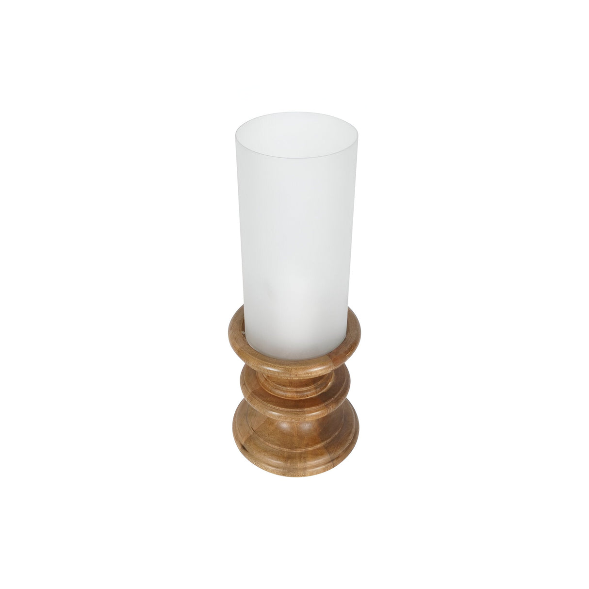 Laura Ashley Wooden Plinth Hurricane With Frosted Glass - Brown