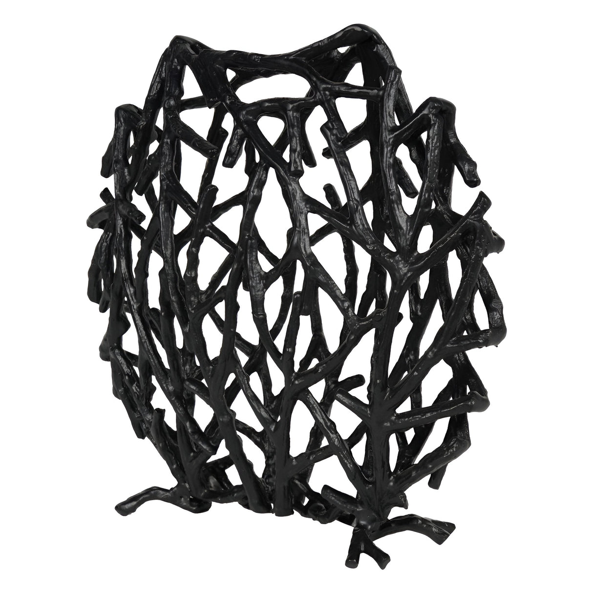 Twig Sculptural Disc Vase - Black